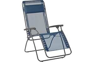 Lafuma LFM4020-8547 MOBILIER Recliner Relaxation Chair, Folding, and Adjustable, R Clip Zero Gravity Reclining Chair, deal for the terrace or swimming pool - Ocean