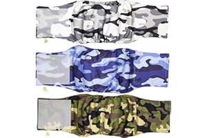 PET MAGASIN Pañales para Perro Cubre Panza Lavables [Juego de 3 Piezas] Pañales Reutilizables y amigables con el Medio Ambiente (Camo, S)