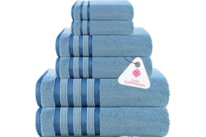 Casa Copenhagen Zero Twist, Juego de Toallas de 6 Piezas 100% algodón, Azul Polvoriento, 600g/m², 2baño, 2manos, 2 paños de algodón Egipcio, Toallas de Lujo ultrasuaves para Hotel, SPA, Cocina