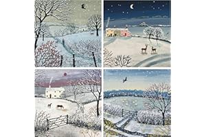 ABSOLUTELY YOURS Charity Christmas Cards Pack of 24. Each Christmas Card Multipack has 4 Different "Winter Wonderland" Theme Designs. Ecofriendly and UK Made. Verse Inside. Large 150x150mm Card Size.
