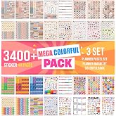 colortouch Planner Sticker Set - 3400+ Adet, 40 Sayfa &Ccedil;ıkartma - &Ccedil;ocuklar, Kızlar, Gen&ccedil;ler ve Yetişkinler i&ccedil;in Scrapbook Stic
