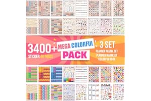 colortouch Zestaw naklejek do planowania – 3400 sztuk, 40 arkuszy naklejek do terminarza miesięcznego – organizery do kalendarza, planera, planera, dziennika, notatnika – album z naklejkami, sezonowe,