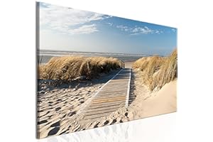 murando - Bilder Strand Meer Vlies Leinwandbild 1 tlg Kunstdruck modern Wandbilder XXL Wanddekoration Design Wand Bild Panoramabild - Landschaft Sand Himmel Grass Wolken Natur