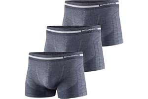 ‎BRUBECK BRUBECK 3er Pack Herren Boxershorts | Atmungsaktiv | Sport | Unterhose | Funktionsunterwäsche | Briefs | Retro | 41% Merino-Wolle | BX10430