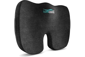 iamcomfi Coccyx Cushion for Tailbone Pain Relief – Medium Hardness - Memory Foam Sciatica Pillow for Back, Hip & Coccyx Pain – Office Chair Desk & Car Seat Cushion – Orthopaedic Pressure Pillow