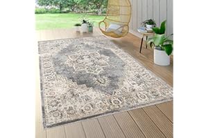 ‎PACO HOME Paco Home Dywan Zewnêtrzny Taras Balkon Dywan Do Kuchni Marokañska Orientalne Ornamenty Mandala Szary Be¿owy, Rozmiar:120x170 cm