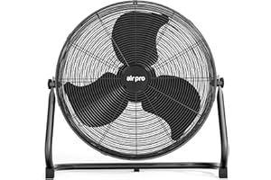Air Pro 20" Floor Fan - Powerful Air Cooling & Circulating Fan with 3 Speed Setting & Adjustable Tilt - Indoor Home, Office, Gym Fan Quiet Portable Electric Fan with Metal Blade & Body 1.6m Long Cable