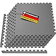 WEISBRANDT Puzzle Exercise Mat with 61cm x 61cm EVA Foam, 6 Interlocking Tiles, for Home, Gyms, Workshops, Garages, Bat, Fitness Room, Outdoor Areas, Protective Flooring Mats, Grey