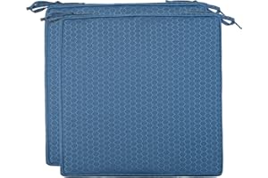 Brandsseller Outdoor Garten Sitzkissen Auflagen Kissen mit Paspel - Waben-Optik - Schmutz- und Wasserabweisend mit Befestigungsbändern - 40 x 40 x 4 cm - 2er Set - Blau