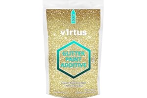 V1rtus, cristalli di glitter da utilizzare come additivo per vernice, colore oro. Peso: 100 g. Per vernice ad emulsione, uso su pareti interne o esterne, soffitto, legno, metallo, vernice opaca