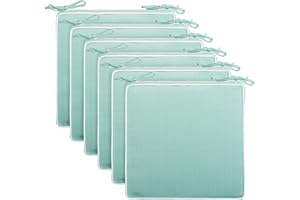 Brandsseller Cuscino per esterni da giardino, con bordo, effetto lino, resistente allo sporco e all'acqua, con nastri di fissaggio, 40 x 40 x 4 cm, confezione da 6 pezzi, colore: verde menta