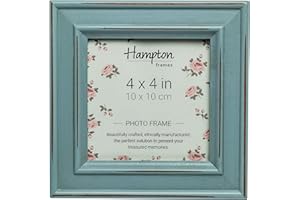 Hampton Frames PALOMA PAL301944B - Cornice portafoto quadrata in vetro, 10 x 10 cm, colore: azzurro