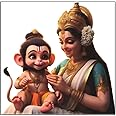 AnaBia Decor Shree MATA Anjani Bal Hanuman God Wall Sticker for Pooja Room, Livingroom, Bedroom, Office, Kidsroom (Size - 45 CM x 45 CM) (Desg_0103)