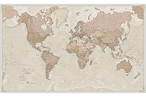 Maps International - Mapa del mundo gigante, póster antiguo con el mapa del mundo, plastificado - 201 x 116,5 cm – Colores clásico