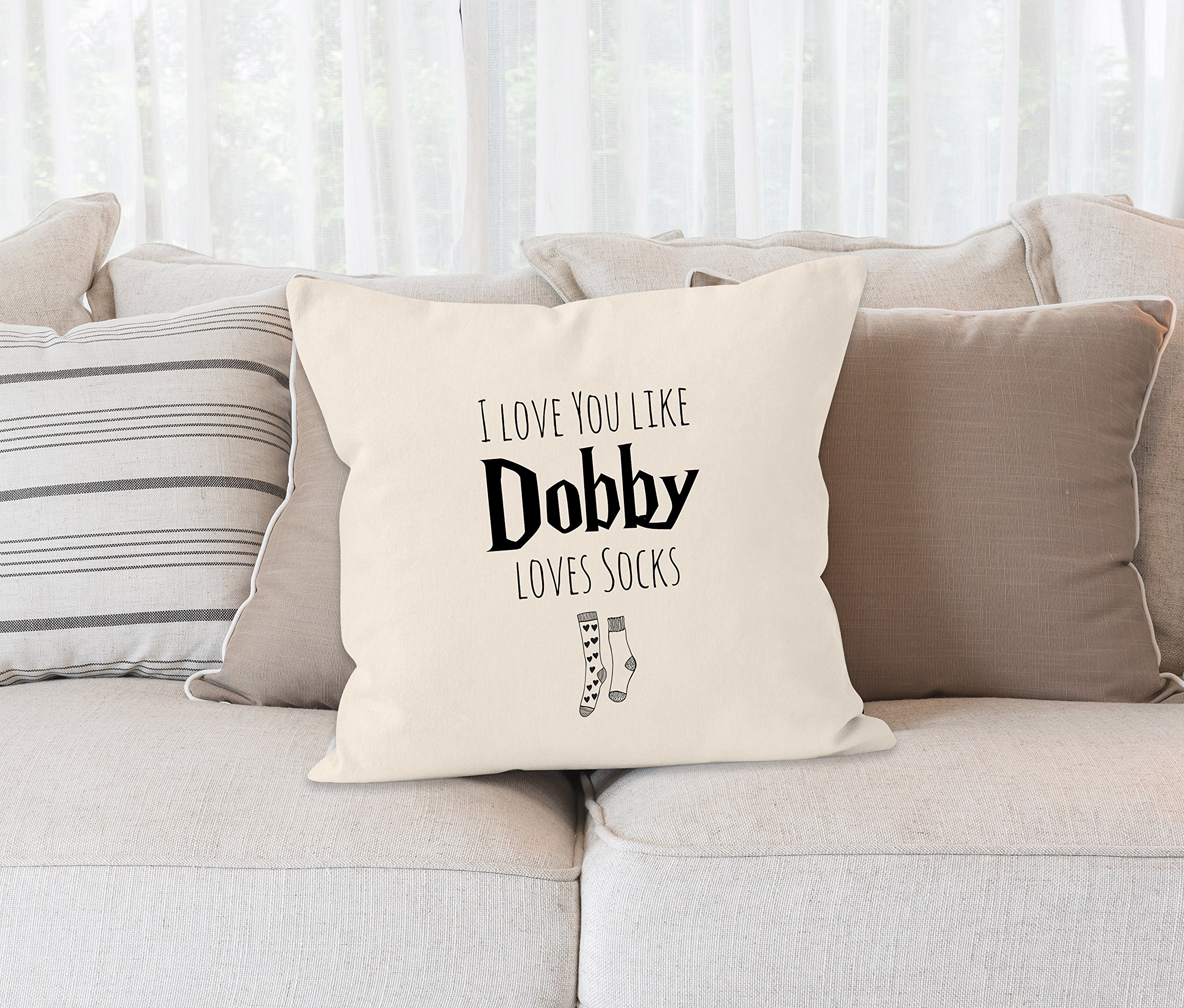 MoonWorks-Kissen-Bezug-I-Love-You-Like-Dobby-Loves-Socks-Geschenk-Liebe-Valentinstag-Jahrestag-Hochzeitstag-wei-40cm-x-40cm