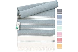 FIT-FLIP Serviette de Plage hammam – Fouta Plage en Coton 100% recyclé - Serviette Turque à séchage Rapide, fouta, Serviette de Bain pestemal idéale comme Drap de Plage XXL - Pétrole - 100x200cm Diamon