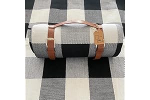 Mh Mediterraneanhabitat Coperta da picnic Impermeabile 200 x 200 cm. Coperta Impermeabile Portatile, Telo per Campeggio da Terra, Telo Pic Nic Bambini, Coperte Pic Nic Impermeabile, (Bianco e nero)