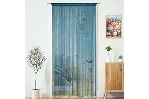 YaoYue Beaded Curtain Door String Curtains for Doorway Tassels Beads Hanging Fringe Hippie Room Divider Window Hallway Entrance Wall Closet Bedroom Privacy Decor (Teal Blue, 100×280cm)