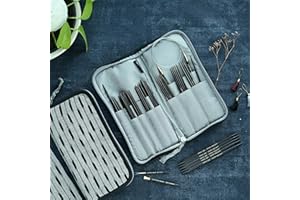 Lantern Moon Stricknadeletui – Nadeletui aus Baumwolle mit Reißverschluss – Aufbewahrung für Stricknadeln, Häkelnadeln, Kabel, Kurzwaren, DPN – 23 x 12 x 3 cm