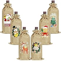 Sacs à Vin En Toile De Jute - Lot De 12 Avec étiquettes Et Corde - Taille 34 X 15 Cm - Pour Noël, Mariage, Cadeau - Deux Couches, Cordon Coulissant