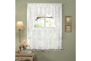 Sweet Home Collection 5-teiliges Küchenvorhang-Set, Girlanden-Paar, Volant, Auswahl von 61 cm oder 91,4 cm Etagenpaar