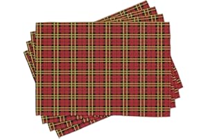 ABAKUHAUS Maty stołowe w kratkę, Old Celtic brytyjski, nadający się do prania materiał jadalnia kuchnia dekoracja stołu druk cyfrowy, czarno-żółty czerwony