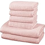Amazon Basics - Juego de 6 toallas de secado rápido, 2 toallas de baño y 4 Toalla de manos - Rosa claro