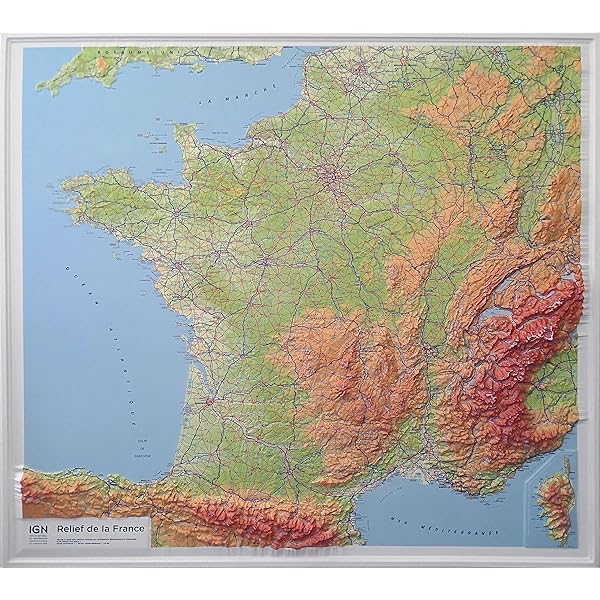 ANCIENNE CARTE SCOLAIRE géographie vidal lablache FRANCE relief du sol