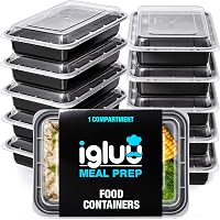 Lot De 5 Boîtes Repas Préparation Igluu Rondes En Verre 950 Ml - Hermétiques, Sans BPA, Micro-ondes, Four, Lave-Vaisselle, Congélateur - Couvercles LockTab + 1 Extra