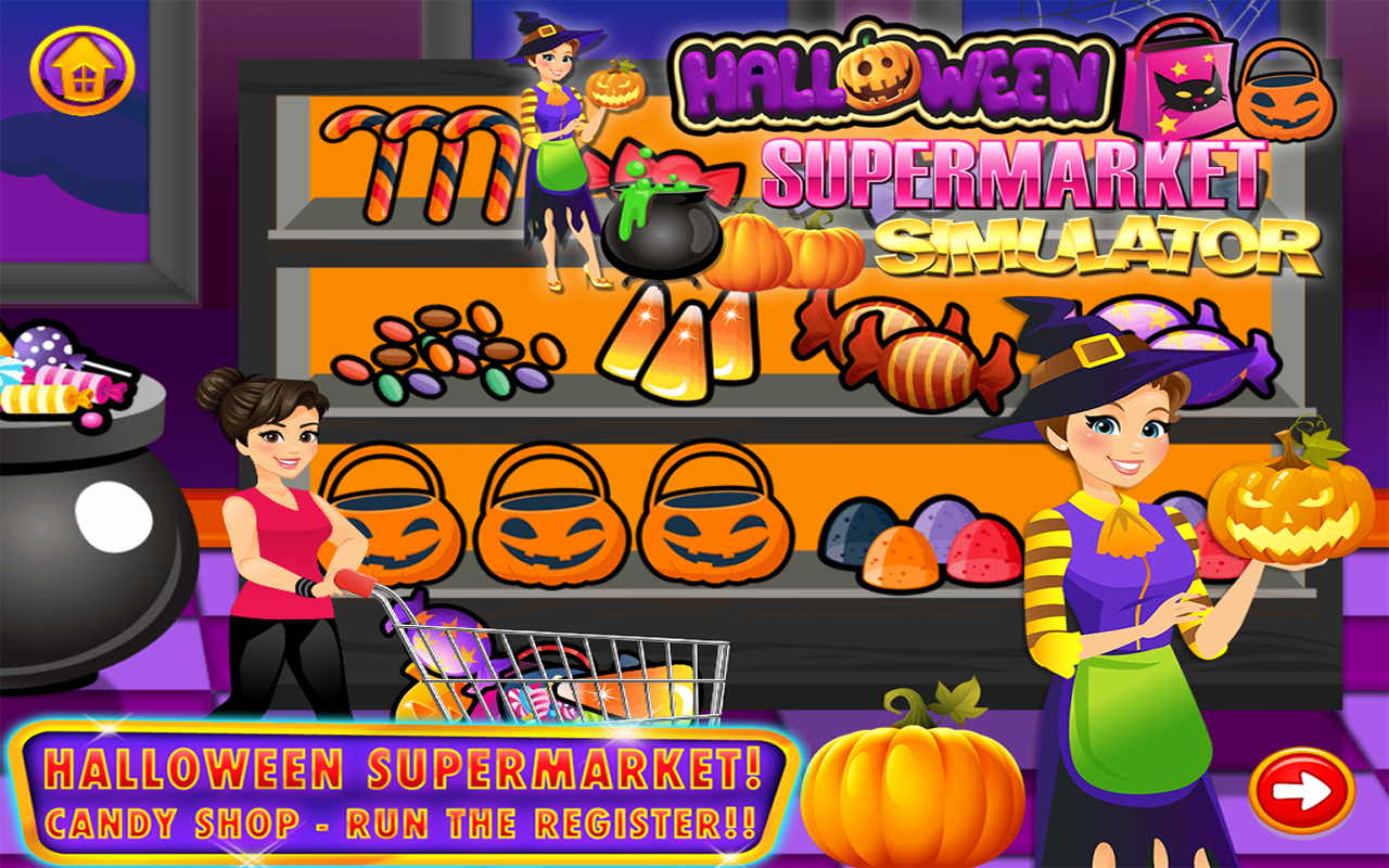 Supermarket Halloween Simulator Kids Grocery Store &amp; Cash Register