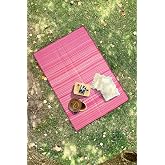 Katlanabilir Pembe Plaj Kamp Piknik Bah&ccedil;e Balkon Teras Hasır Halı Mat Savan Kilim Karavan Halısı