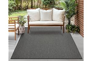 ‎MIAS TEPPICHE Mia´s Teppiche Malaga In- & Outdoor Teppich Flachgewebe, Modisches Design, Schicke Farben, für Balkon und Terrasse geeignet, Waschbar- und Witterungsbeständig, Anthrazit, 140 x 200 cm