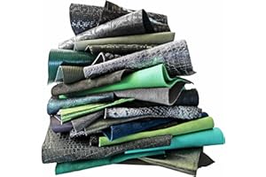 LA GARZARARA Esclusiva Selezione di Ritagli di Pelle, 0,500 kg., Misura Minima è di 10x15 Cm, di Ritagli di Pelle Mix Casuale, Stampe, Lamine, Fantasie e Morbidezze Varie, (Verde e Grigio, 500)
