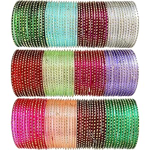 Hand Kkrafts Multicolor glossy finish glass bangle/chudi set of 144 in 12 unique color for women and girls