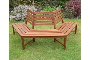 YOUR PRICE FURNITURE.COM Henley 1/2 Tree Seat Hardwood Bench FSC®-Certified Quality Wooden Garden Furniture 180 Degree