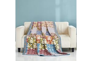 ‎QUCOVER Qucover Patchwork Tagesdecke 150x200 cm aus 100% Baumwolle Gesteppte Bettüberwurf/Sofaüberwurf 140x200 cm Shabby chic Muster