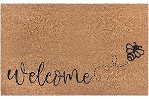 ‎HANSE HOME Hanse Home Fußmatte Kokos 45x70cm – rutschfeste Schmutzfangmatte Natur für Innen, Fußabtreter Welcome Bee Kokosfaser Kokosmatte für Eingangsbereich & überdachten Außenbereich