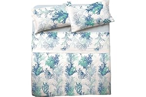 il dolce stile della tua casa set completo lenzuola per letto 1 piazza e mezza 130x200 cm puro cotone stampate fantasia (aka turchese)