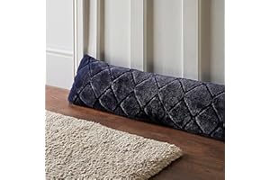 Catherine Lansfield Cosy Diamond Boudin de Porte en Fausse Fourrure Bleu Marine