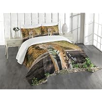 Copriletto Trapuntato Bambini Safari 2 Pezzi - 170x220 Cm Con Federa Cuscino, Morbido, Lavabile