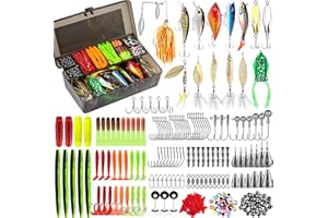 PLUSINNO Angelköder für Barsch, 16 Spinnerköder mit tragbarer Tragetasche, Barschköder, Forellenköder, Hartmetall-Spinnköder-Set