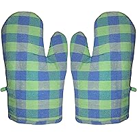 GLUN Pair of Extra Padded Unique Check Pattern Oven Gloves Heat Resistant, Protection of Hands from Hot Utensils, Grill…
