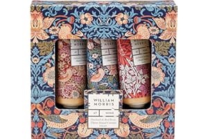 William Morris At Home Hand Cream 3 x 30 ml, Moisturiser Enriched With Shea Butter and Essential Oils, Patchouli and Red Berry, Travel Size, Vegan and Cruelty Friendly, Beauty Gift For Her