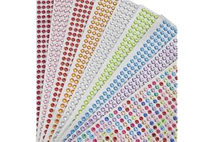 MAOXINTEK Adesivo Strass, Adesivi Fogli di Perline Multicolor autoadesivi per scrapbooking 9 Fogli/ 4536PCS Rotondi Gemme di Cristallo Foglio per DIY Artigianato Abbellimenti Decorazione