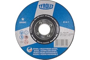 TYROLIT 222860 BASIC 2in1 Rough Grinding Wheels for Steel & Stainless Steel, 125mm Cutting Discs, Angle Grinder Discs, 125 x 6 x 22.23 mm, 10-Pack