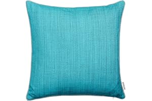 Brandsseller Outdoor Garten Kissen Dekokissen mit Paspel - Leinenoptik Uni Schmutz- und Wasserabweisend mit Reißverschluss - 45 x 45 cm - Einzeln - Türkis