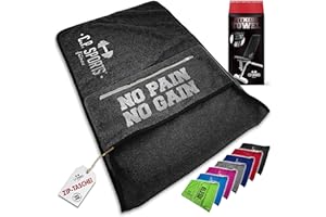C.P. Sports Fitness Handtuch Towel Mikrofaser | Fixierung + Tasche mit Reißverschluss | Fitnessstudio Gym Training Sport | extra weich, waschbar, lang & groß | für Frauen & Männer | 5 Farben