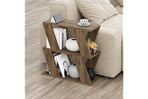 HOCUS PICUS Narrow Side Table with 2 Storage Shelf | 2 Tier Side Table | Slim End Table | Modern Design Sofa Table | Living Room, Office | Many Colour Options | 60x22x57cm (Dark Oak Effect)