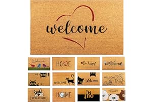 AMARU DOOR MATS Zerbino Welcome Cuore Fibra di Cocco - 70x40cm - Zerbino Ingresso Casa con Superficie Antiscivolo in PVC e Fibra Cocco - Per Corridoi, Porte Esterne -Accessori per la Casa-Design Minimalista Originale