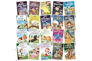 Set di 20 libri classici di racconti e storie preferite | Libri di racconti brevi in inglese per 3+ | Robin Hood, Biancaneve, Alice nel paese delle meraviglie, Aladdin, Alibaba, libro della giungla e